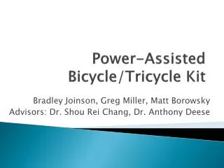 Power-Assisted Bicycle/Tricycle Kit
