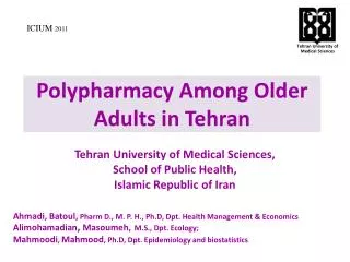 Polypharmacy Among Older Adults in Tehran