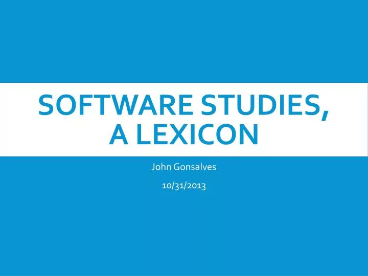 software studies a lexicon