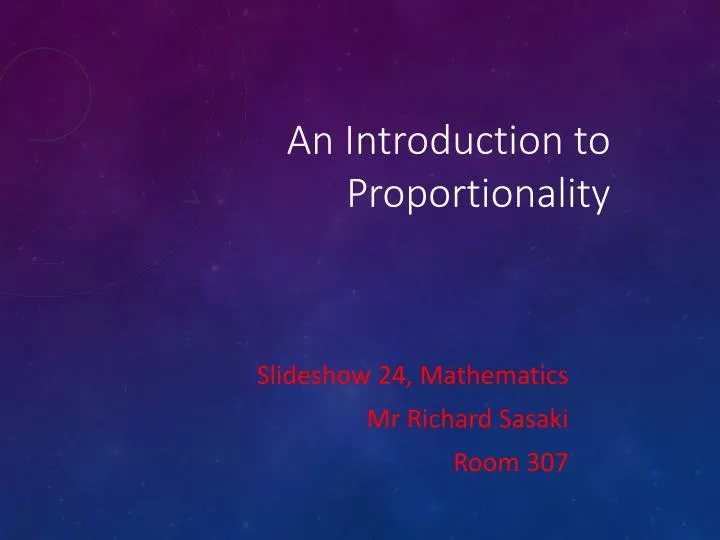 an introduction to proportionality