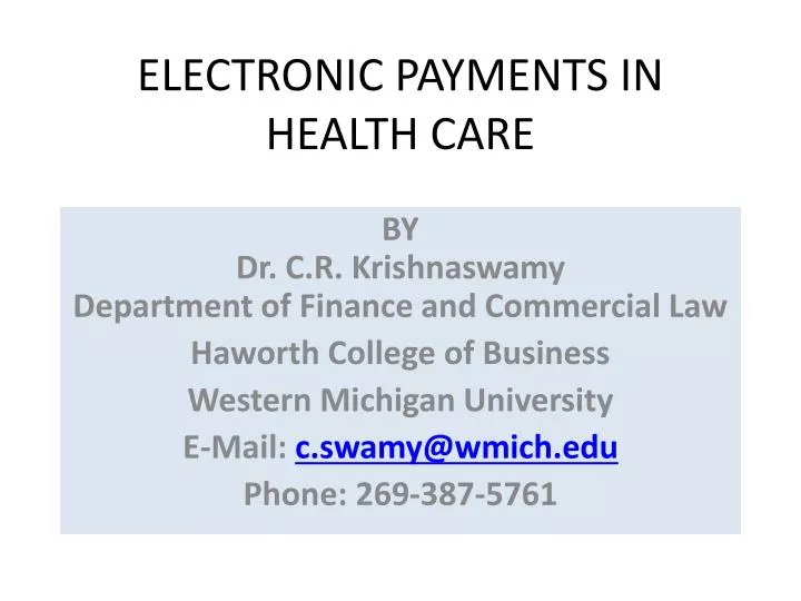 electronic payments in health care
