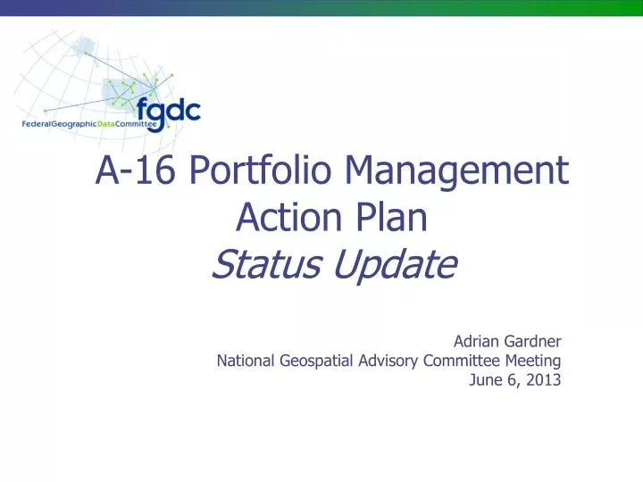 a 16 portfolio management action plan status update