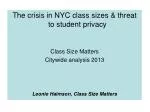 The crisis in NYC class sizes &amp; threat to student privacy Class Size Matters - slide 1