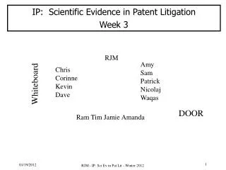 IP: Scientific Evidence in Patent Litigation Week 3