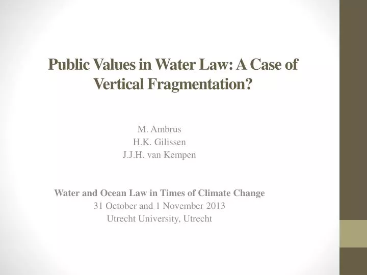 public values in water law a case of vertical fragmentation