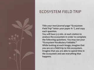 Ecosystem Field trip