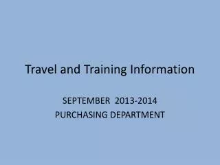Travel and Training Information