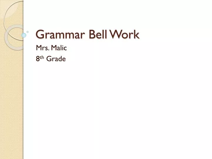 grammar bell work