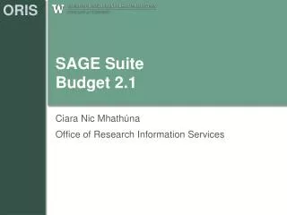 SAGE Suite Budget 2.1