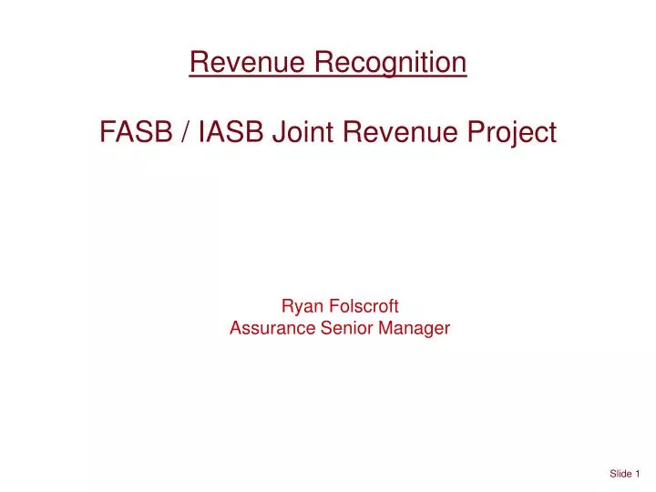 revenue recognition fasb iasb joint revenue project