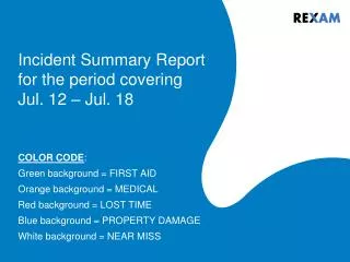 Incident Summary Report for the period covering Jul. 12 – Jul. 18