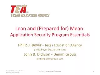 Lean and (Prepared for) Mean: Application Security Program Essentials