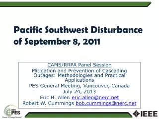 Pacific Southwest Disturbance of September 8, 2011