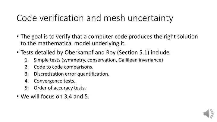 code verification and mesh uncertainty