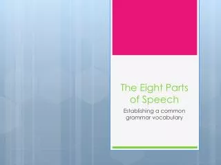 The Eight P arts of Speech