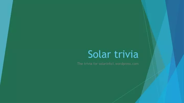 solar trivia