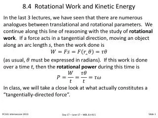 8.4 Rotational Work and Kinetic Energy