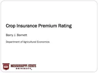 Crop Insurance Premium Rating