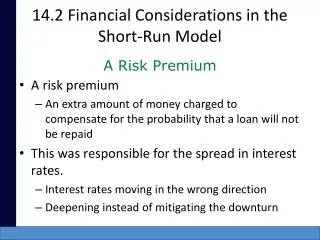 14.2 Financial Considerations in the Short-Run Model