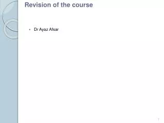 Revision of the course
