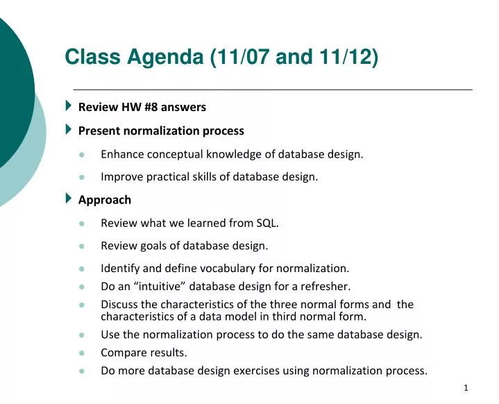 class agenda 11 07 and 11 12
