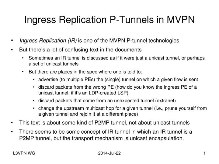 ingress replication p tunnels in mvpn