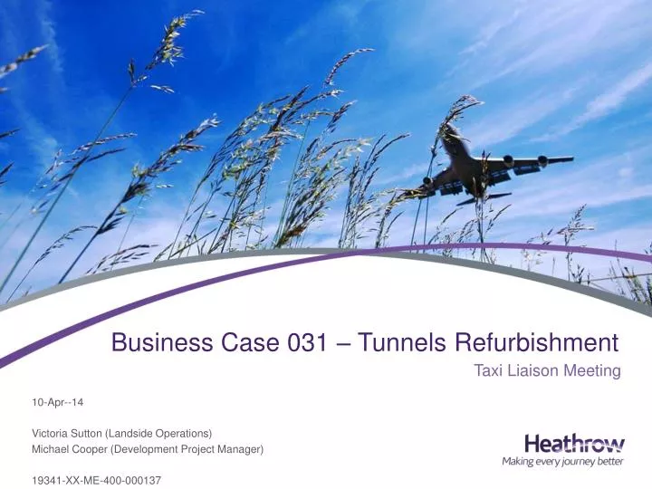 business case 031 tunnels refurbishment