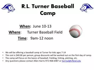 R.L. Turner Baseball Camp