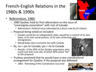 French-English Relations in the 1980s &amp; 1990s