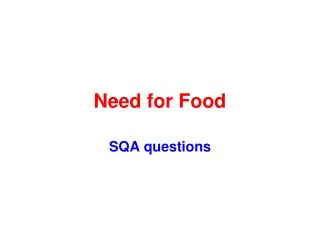 Need for Food