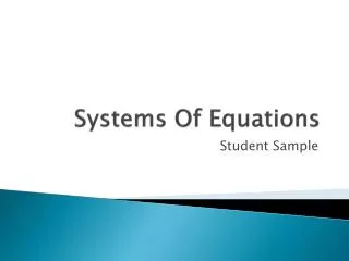 Systems Of Equations