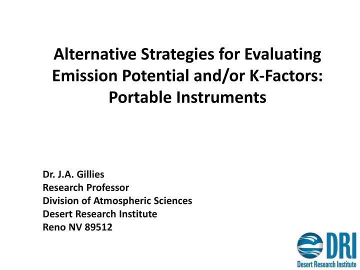 alternative strategies for evaluating emission potential and or k factors portable instruments
