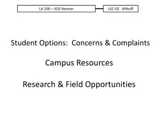 Student Options: Concerns &amp; Complaints