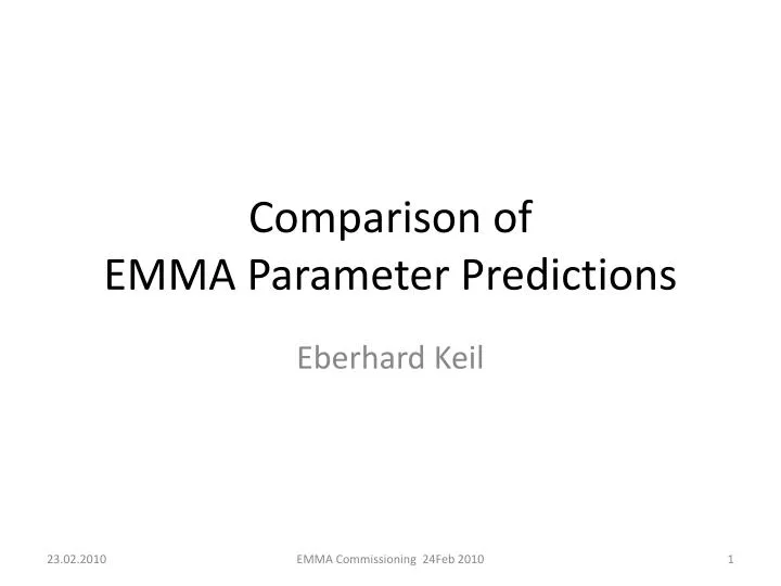 comparison of emma parameter predictions