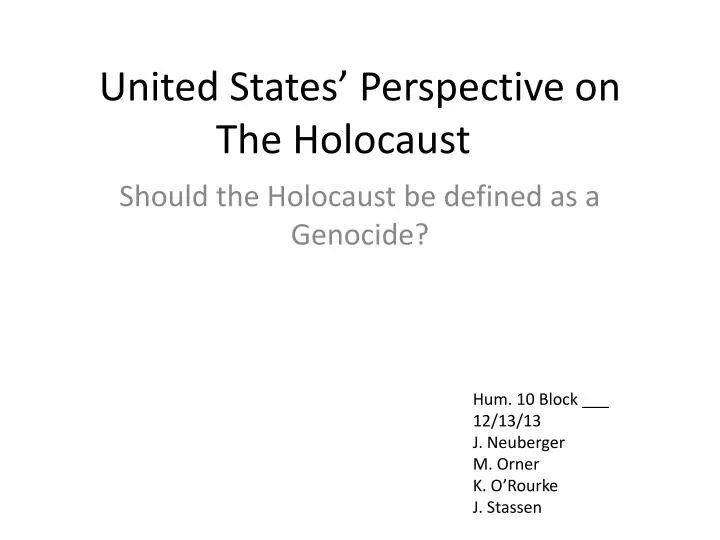 united states perspective on the holocaust