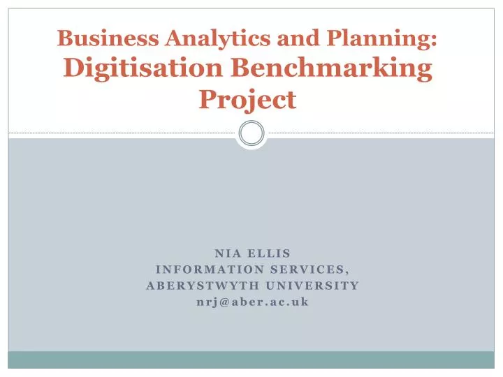 business analytics and planning digitisation benchmarking project