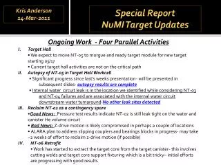 Special Report NuMI Target Updates