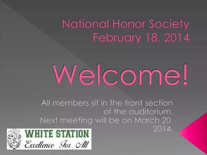 national honor society february 18 2014 welcome