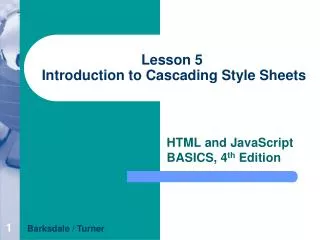 Lesson 5 Introduction to Cascading Style Sheets