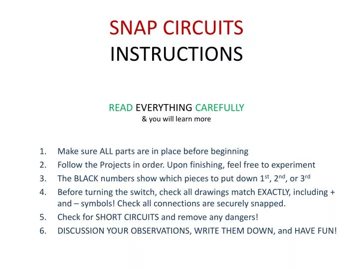 snap circuits instructions