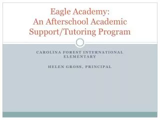 Eagle Academy: An Afterschool Academic Support/Tutoring Program