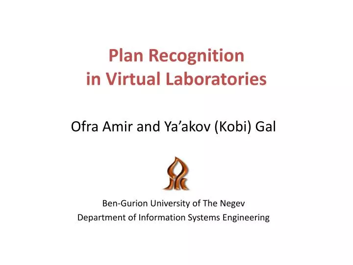 plan recognition in virtual laboratories