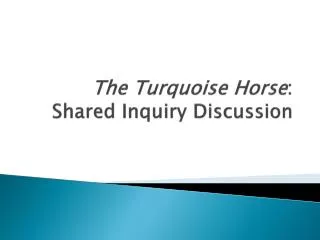 the turquoise horse shared inquiry discussion