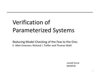 Verification of Parameterized Systems
