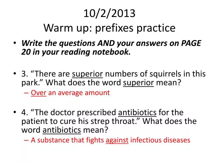 10 2 2013 warm up prefixes practice