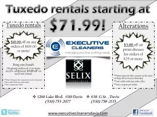 Tuxedo rentals starting at $71.99!