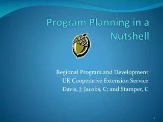 Program Planning in a Nutshell