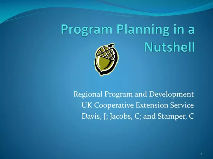 program planning in a nutshell
