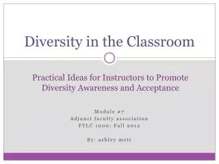 Diversity in the Classroom
