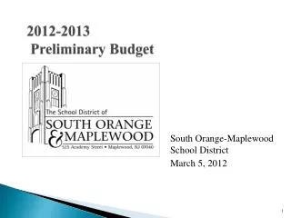 2012-2013 Preliminary Budget